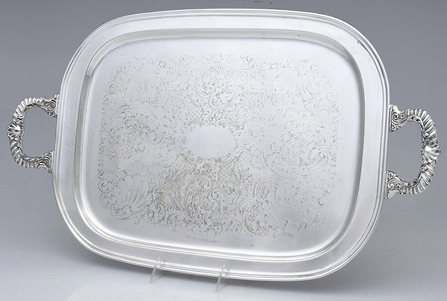 Sdn23 (Silverplate, Hollowware) Large Silverplate Waiter Tray by Sheridan Silver Co-1