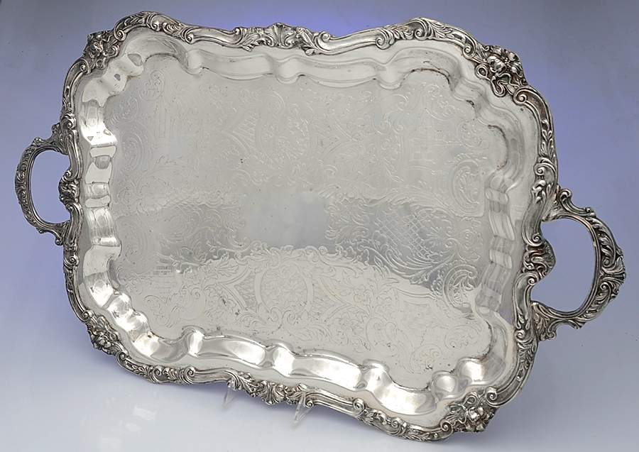 SDN24 (Silverplate, Hollowware) Large Silverplate Waiter Tray by Sheridan Silver Co-1