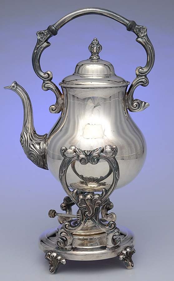 SDN24 (Silverplate, Hollowware) Kettle, Stand & Burner by Sheridan Silver Co-1