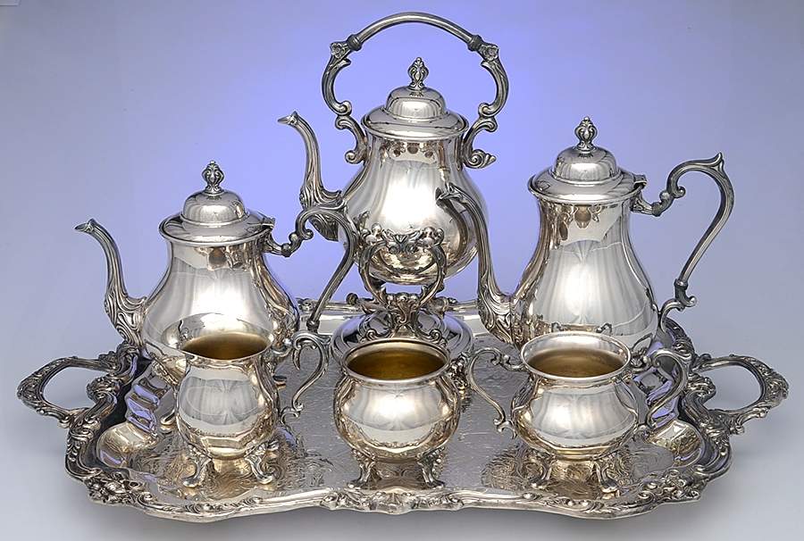 SDN24 (Silverplate, Hollowware) (7 Pc) Tea Set (PSUB, KES, PWTl) by Sheridan Silver Co-1