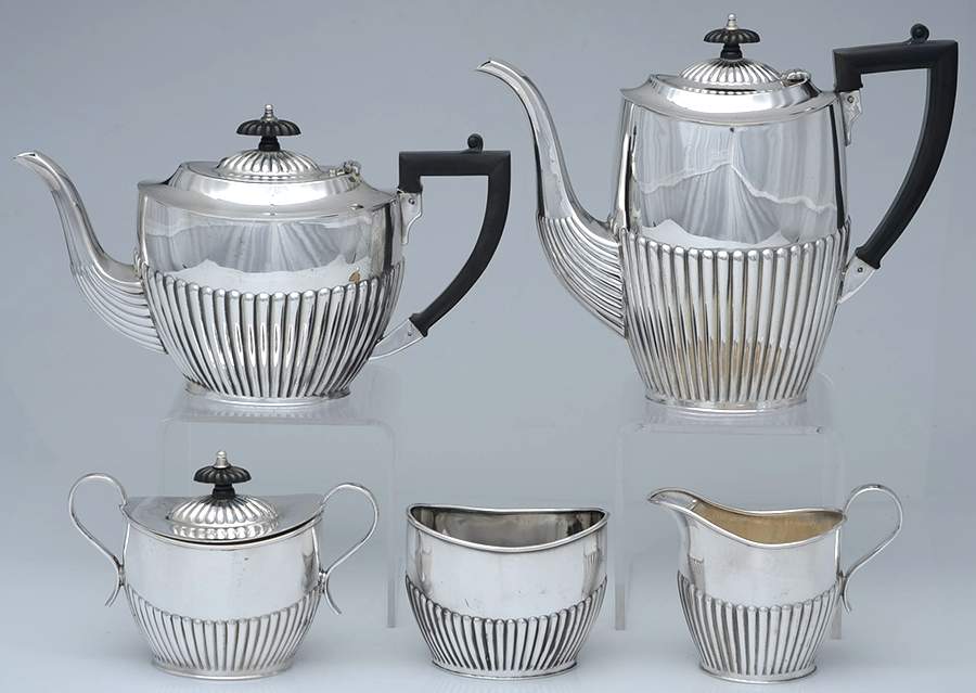 836 (Silverplate, Hollowware) 5-Piece Plated Tea Set (with Waste) by Sheffield Silver Co (England)-1