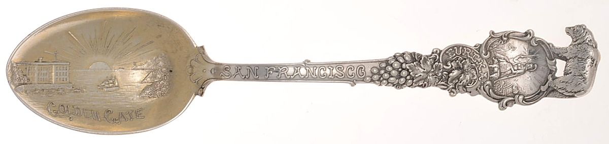 States & Cities Souvenir Spoons(Sterling) California Teaspoon by Shreve Silver-1