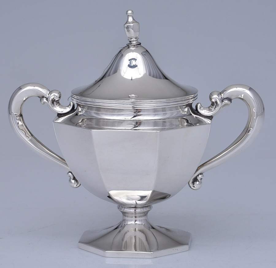 SHR26 (Sterling, Hollowware) Sugar Bowl & Lid by Shreve Silver-1