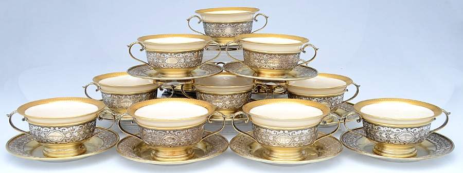 3065 (Sterling, Hollowware) Bouillon Cup with Lenox Liner - Set of 12 by The Sweetser Co-1