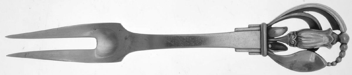 SOS2 (Sterling) Medium 2-Tine Cold Meat Serving Fork by Broderne W & S Sorensen-1