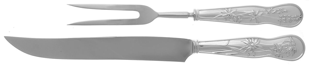 American Garden (Sterling, 1992) Large 2-Piece Roast Carving Set w/Stainless Blade by Tiffany & CO SILVER-1