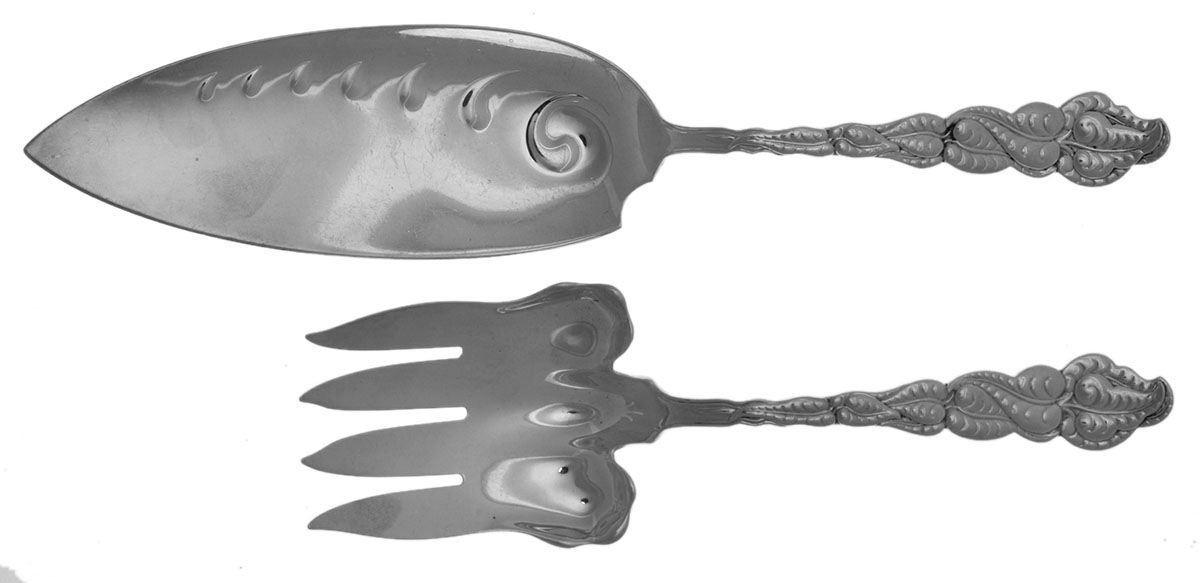 Atlantis-Ailanthus (Sterling, 1899) 2 Piece Large Solid Fish Serving Set by Tiffany & CO SILVER-1