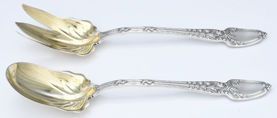Broom Corn (Sterling, 1890, M-T-C) (2 Pc) Solid Salad Set by Tiffany & CO SILVER-1