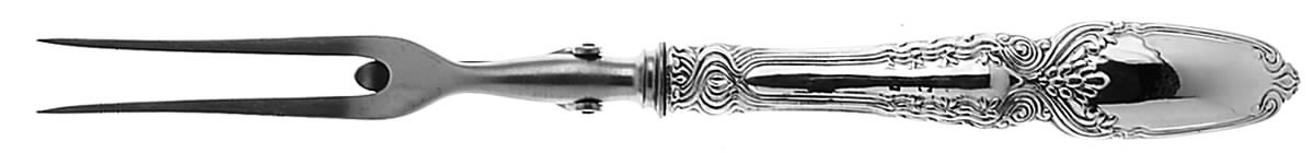 Broom Corn (Sterling, 1890, M-T-C) Small Steak Carving Fork with Stainless Prongs by Tiffany & CO SILVER-1