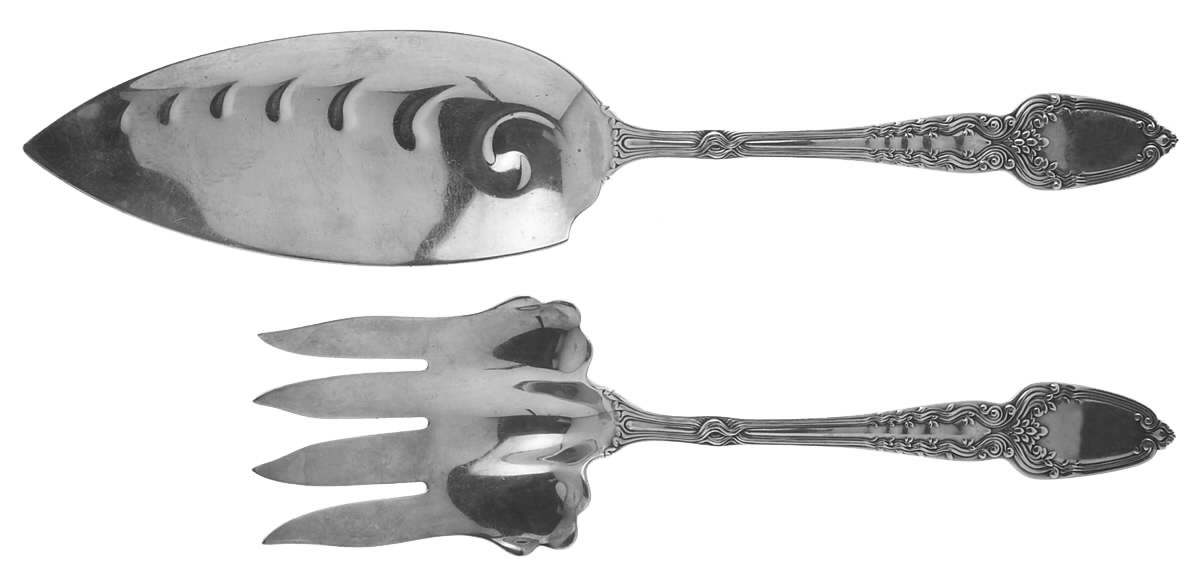 Broom Corn (Sterling, 1890, M-T-C) 2 Piece Large Solid Fish Serving Set by Tiffany & CO SILVER-1