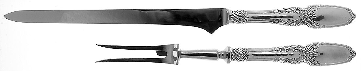 Broom Corn (Sterling, 1890, M-T-C) Large 2-Piece Roast Carving Set w/Stainless Blade by Tiffany & CO SILVER-1