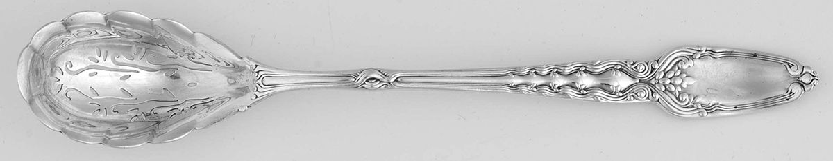 Broom Corn (Sterling, 1890, M-T-C) Pierced Bowl Short Handle Olive Spoon by Tiffany & CO SILVER-1