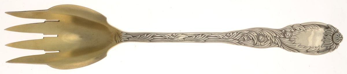 Chrysanthemum (Sterling, 1880) Oversize Solid Salad Servng Fork by Tiffany & CO SILVER-1