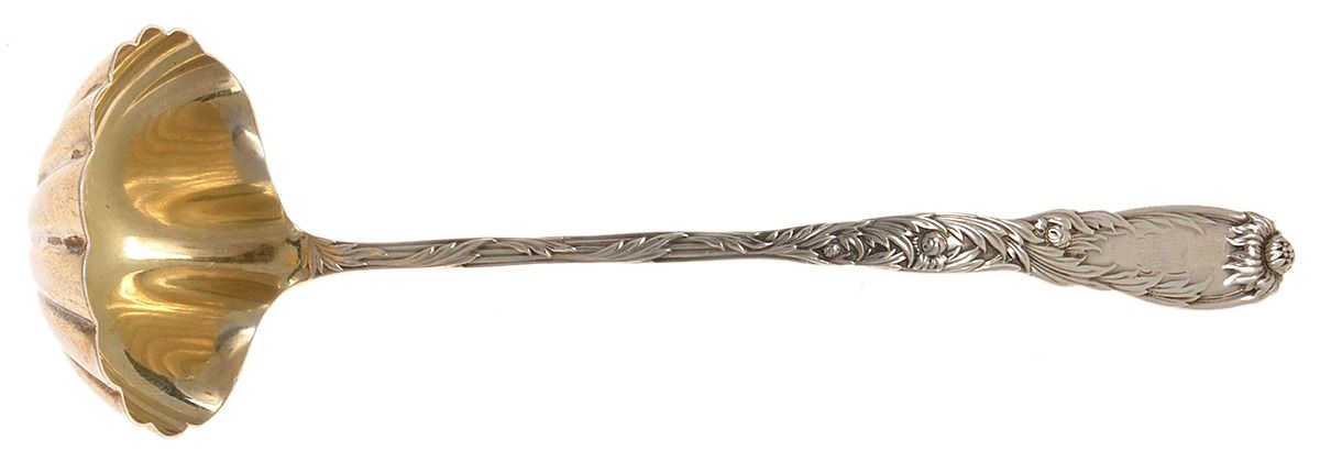 Chrysanthemum (Sterling, 1880) Solid Fluted Bowl Cream Ladle by Tiffany & CO SILVER-1