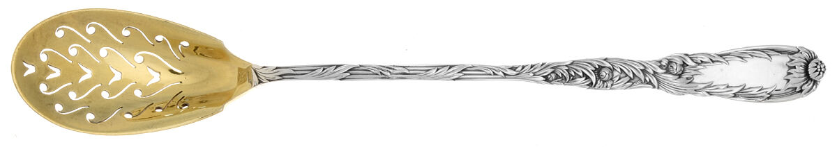Chrysanthemum (Sterling, 1880) Pierced Bowl Long Handle Olive Spoon by Tiffany & CO SILVER-1
