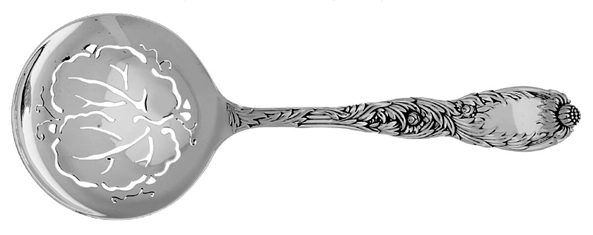 Chrysanthemum (Sterling, 1880) Large Pierced Pea Serving Spoon by Tiffany & CO SILVER-1