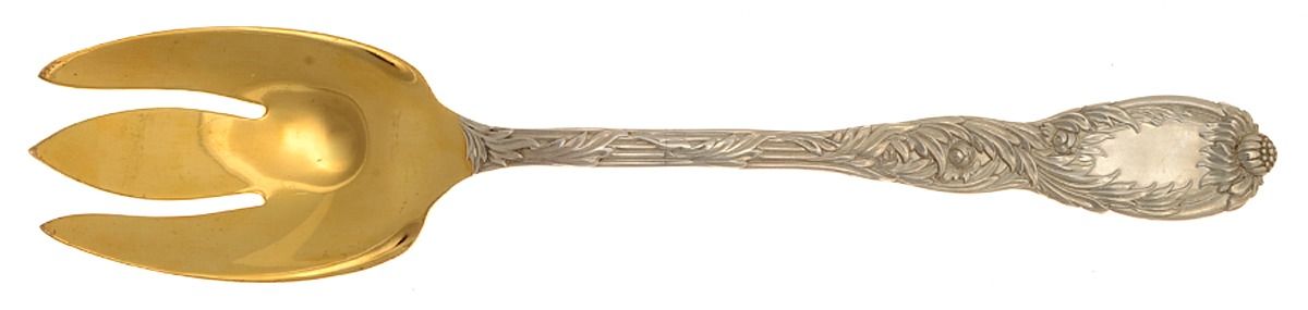Chrysanthemum (Sterling, 1880) Solid Salad Serving Fork by Tiffany & CO SILVER-1