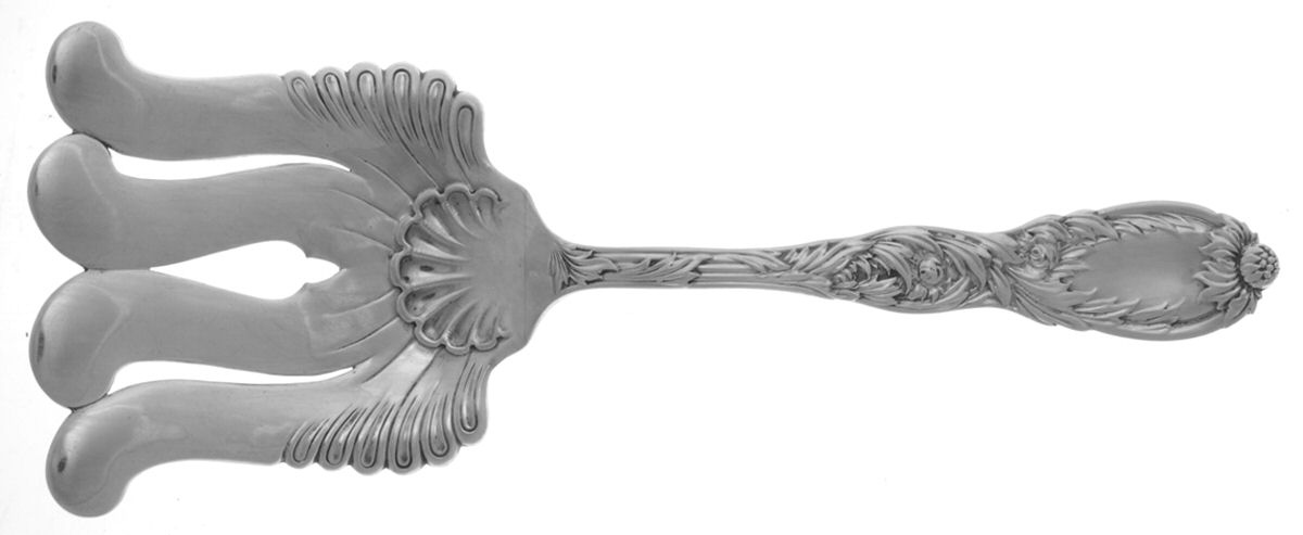 Chrysanthemum (Sterling, 1880) Large Solid Asparagus Serving Fork by Tiffany & CO SILVER-1