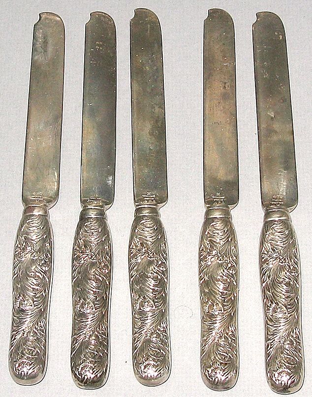 Chrysanthemum (Sterling, 1880) Hollow Handle Sterling Blade Tea Dessert Knife by Tiffany & CO SILVER-1