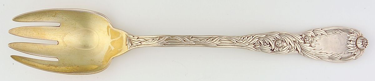 Chrysanthemum (Sterling, 1880) Seafood Serving Fork Solid Piece by Tiffany & CO SILVER-1