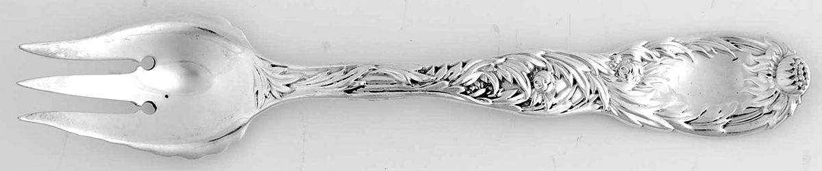 Chrysanthemum (Sterling, 1880) 3 Tine Pastry Fork by Tiffany & CO SILVER-1