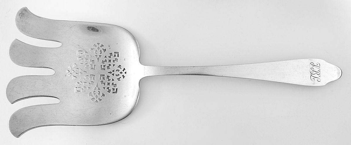 Clinton (Sterling, 1912, M-T-C Stamp) Large Solid Asparagus Serving Fork by Tiffany & CO SILVER-1