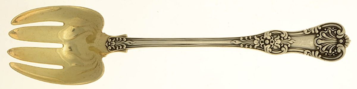 English King (Sterling, 1885, No Monograms) Seafood Serving Fork Solid Piece by Tiffany & CO SILVER-1