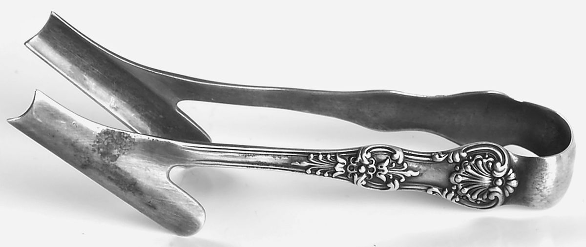 English King (Sterling, 1885, No Monograms) Solid Individual Asparagus Tongs by Tiffany & CO SILVER-1