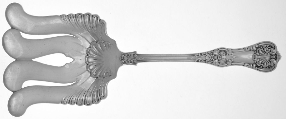 English King (Sterling, 1885, No Monograms) Large Solid Asparagus Serving Fork by Tiffany & CO SILVER-1