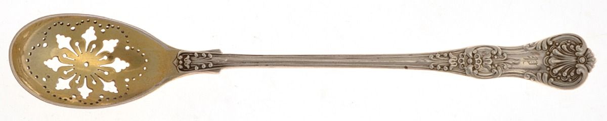 English King (Sterling, 1885, No Monograms) Pierced Bowl Short Handle Olive Spoon by Tiffany & CO SILVER-1