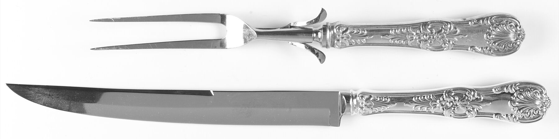 English King (Sterling, 1885, No Monograms) Large 2-Piece Roast Carving Set with Stainless Blade by Tiffany & CO SILVER-1