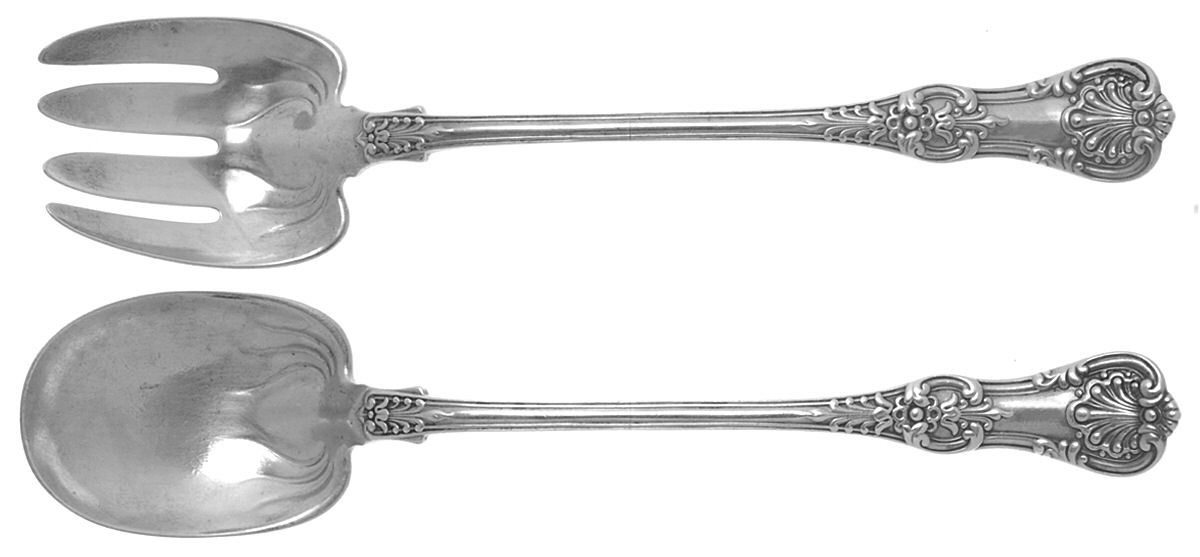 English King (Sterling, 1885, No Monograms) 2 Piece Solid Seafood Serving Set by Tiffany & CO SILVER-1