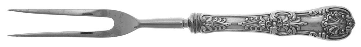 English King (Sterling, 1885, No Monograms) Large Stainless-Prong Roast Carving Fork by Tiffany & CO SILVER-1