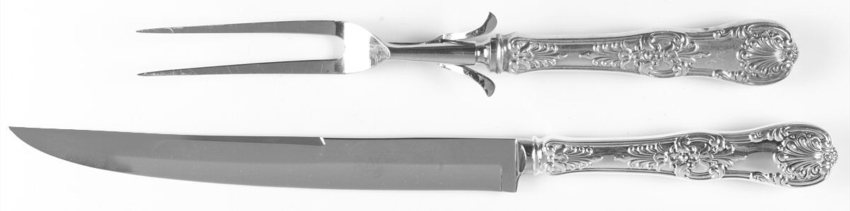 English King (Sterling, 1885, No Monograms) Large 2-Piece Roast Carving Set w/Stainless Blade by Tiffany & CO SILVER-1