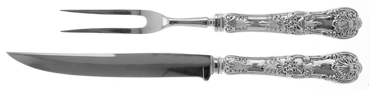 English King (Sterling, 1885, No Monograms) Small Stainless Blade 2-Piece Steak Carving Set by Tiffany & CO SILVER-1