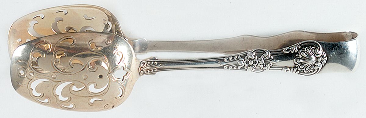 English King (Sterling, 1885, No Monograms) Large Ice Serving Tongs with Bowl Tips by Tiffany & CO SILVER-1