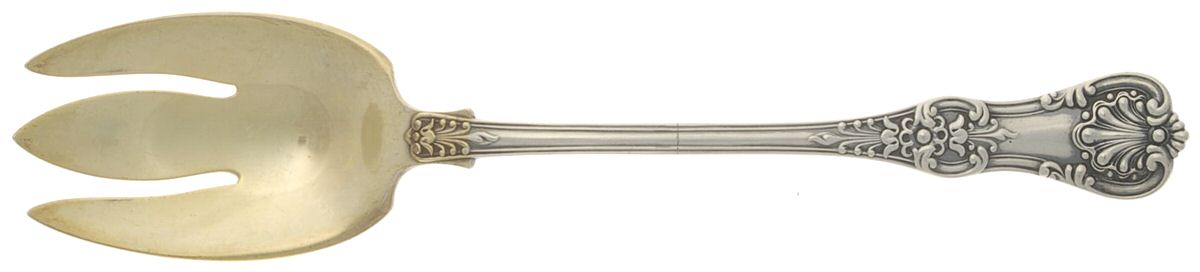 English King (Sterling, 1885, No Monograms) Solid Salad Serving Fork by Tiffany & CO SILVER-1