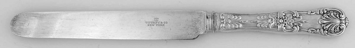 English King (Sterling, 1885, No Monograms) Blunt Hollow Handle Knife W/Bolster by Tiffany & CO SILVER-1