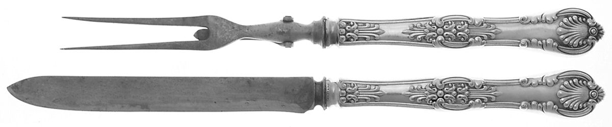 English King (Silverplate, 1870) Large 2-Piece Roast Carving Set w/Stainless Blade by Tiffany & CO SILVER-1