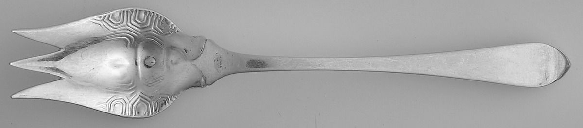 Faneuil (Sterling, 1910, M-C-T Stamps) Large Individual Terrapin Fork Variant by Tiffany & CO SILVER-1