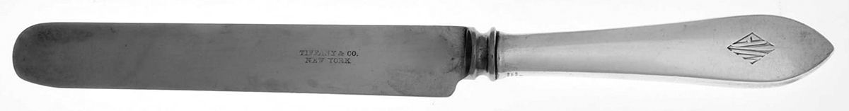 Faneuil (Sterling, 1910, M-C-T Stamps) Monogram Blunt Hollow Knife w/Bolster by Tiffany & CO SILVER-1