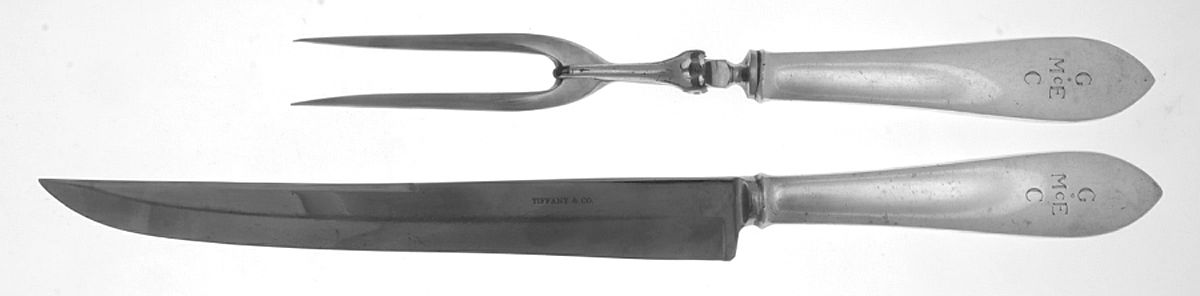 Faneuil (Sterling, 1910, M-C-T Stamps) Large 2-Piece Roast Carving Set with Stainless Blade by Tiffany & CO SILVER-1