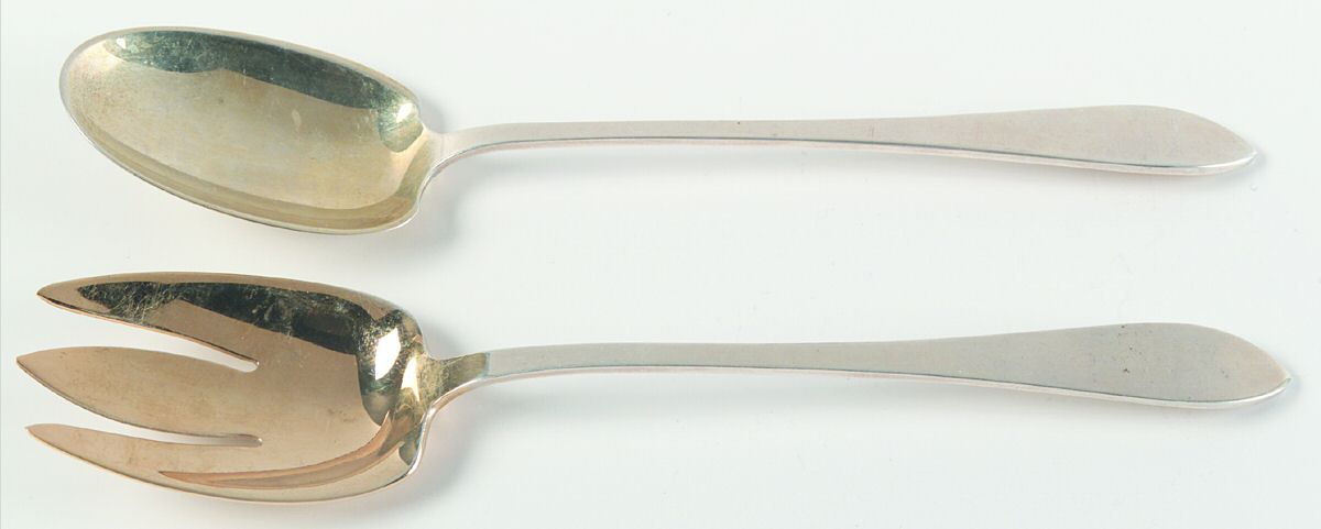 Faneuil (Sterling, 1910, M-C-T Stamps) (2 Pc) Solid Salad Set by Tiffany & CO SILVER-1