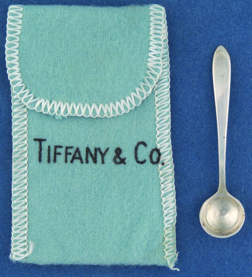 Faneuil (Sterling, 1910, M-C-T Stamps) Individual Salt Spoon W/Sleeve by Tiffany & CO SILVER-1