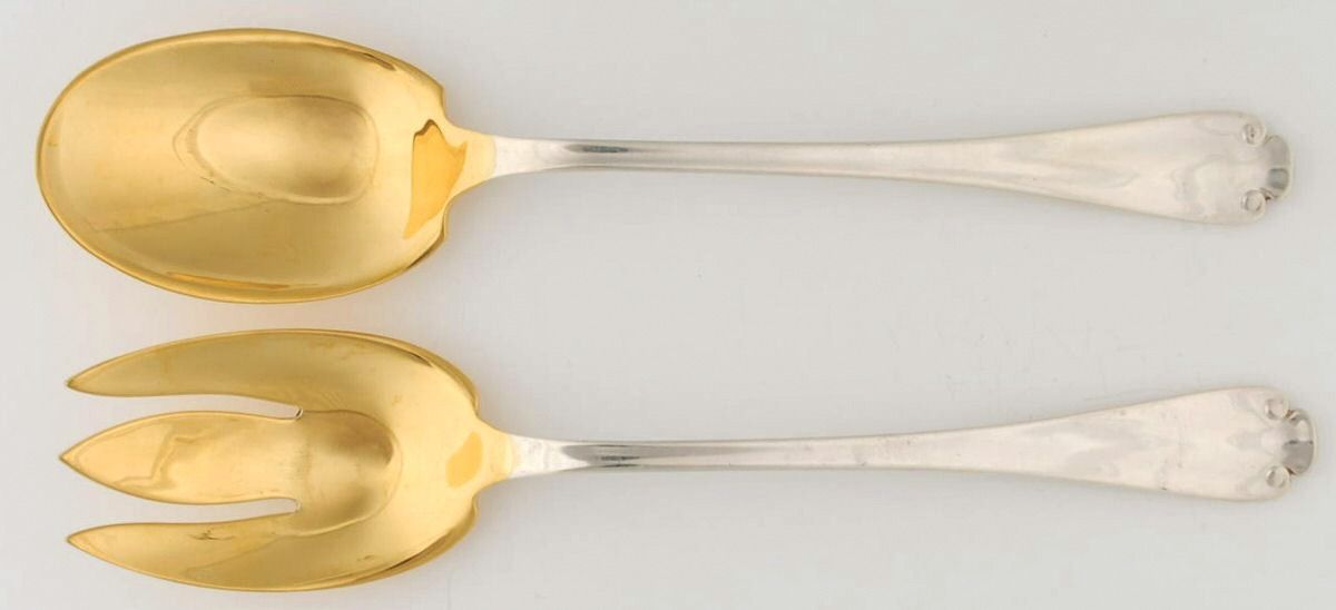 Flemish (Sterling, 1911, No Monograms) (2 Pc) Solid Salad Set by Tiffany & CO SILVER-1