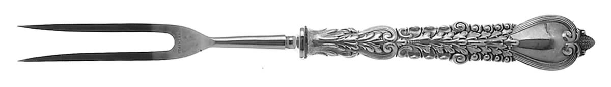 Florentine (Sterling, 1900) Small Steak Carving Fork with Stainless Prongs by Tiffany & CO SILVER-1