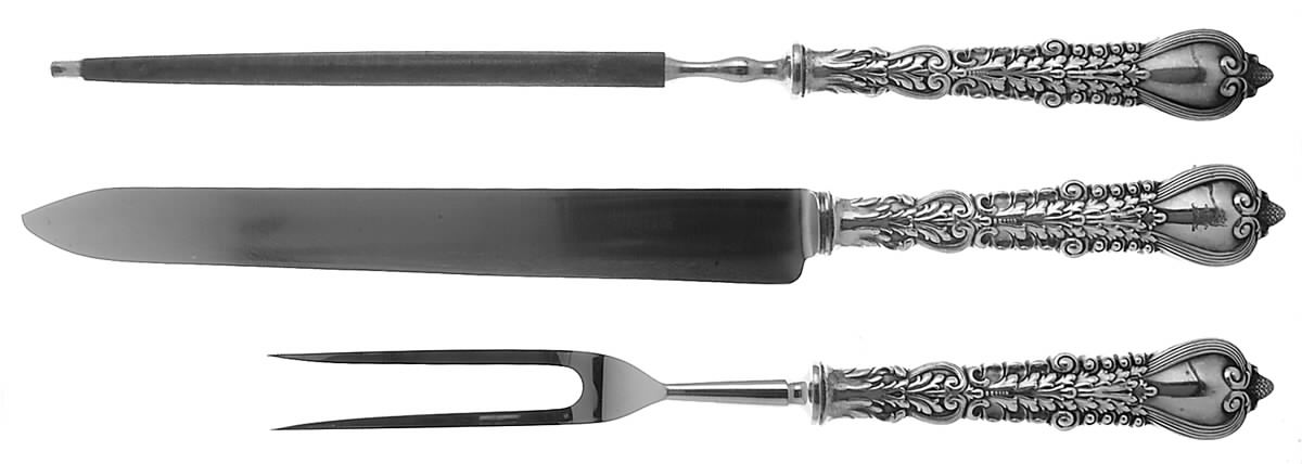 Florentine (Sterling, 1900) Large 3-Piece Roast Carving Set w/ Stainless Blade by Tiffany & CO SILVER-1