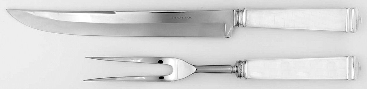 Hampton (Sterling, 1934, No Monograms) Large 2-Piece Roast Carving Set with Stainless Blade by Tiffany & CO SILVER-1