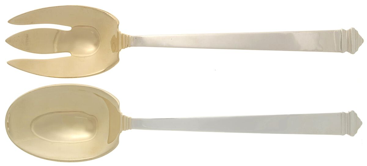 Hampton (Sterling, 1934, No Monograms) Solid Oversized Serving Salad Set by Tiffany & CO SILVER-1