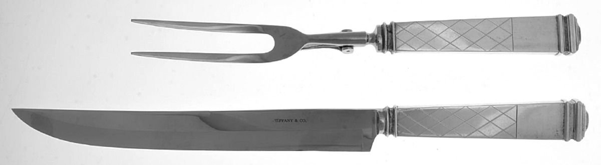 Harlequin (Sterling, 1956) Large 2-Piece Roast Carving Set w/Stainless Blade by Tiffany & CO SILVER-1
